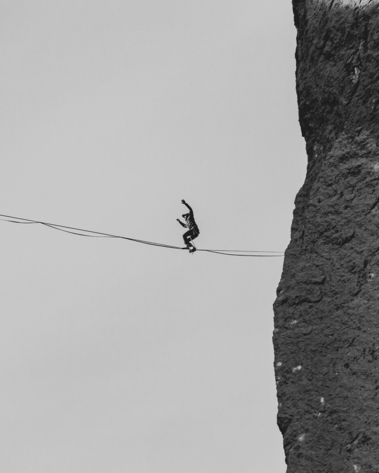 Photograph of a tightrope walker 